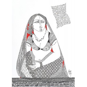 Abrar Ahmed, 12 x16 Inch, Pen and ink On Paper, Figurative Painting, AC-AA-304